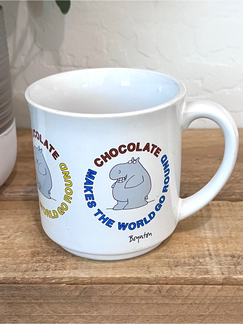 Vintage 1980s Sandra Boynton Hippo Chocolate Makes The World Go Round Mug